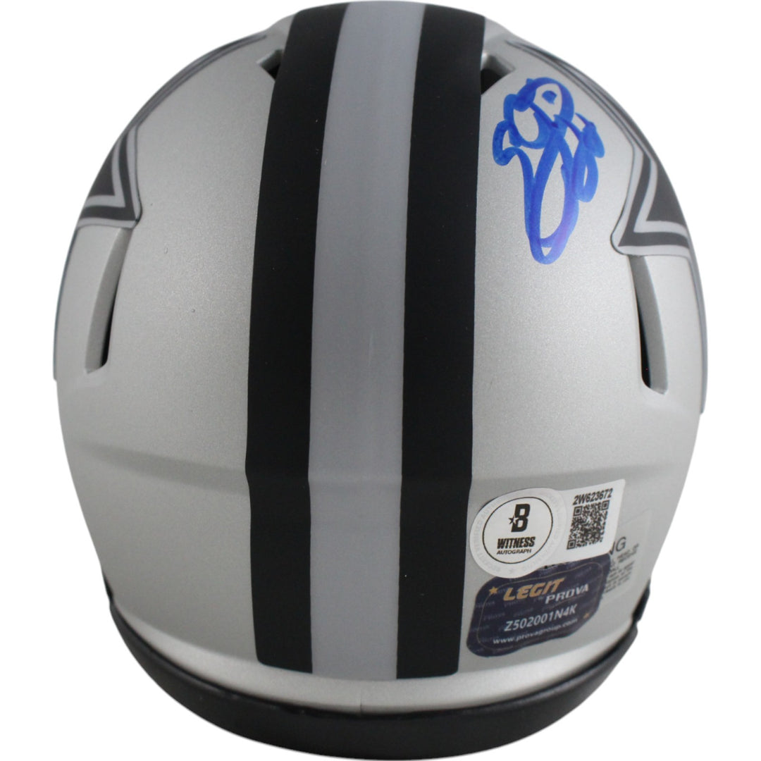 Emmitt Smith Autographed Dallas Cowboys Rave Mini Helmet Beckett Witness 49608