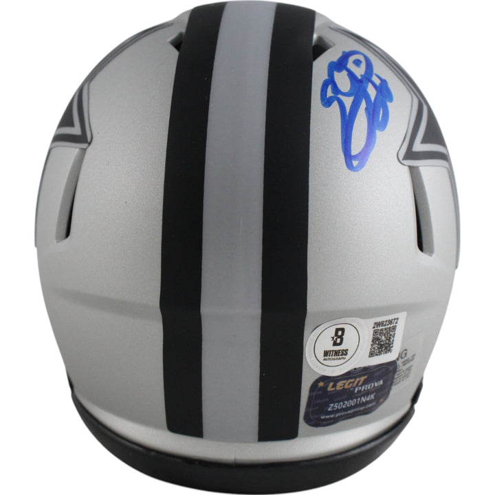 Emmitt Smith Autographed Dallas Cowboys Rave Mini Helmet Beckett Witness 49608