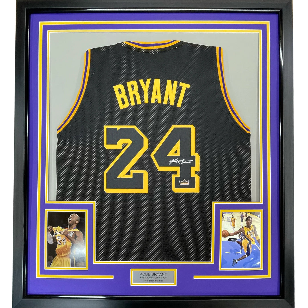 Framed Facsimile Autographed Kobe Bryant 33x42 #24 Reprint Laser Auto Jersey