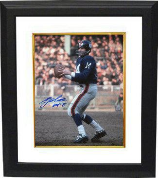 Y.A. Tittle signed New York Giants Blue Jersey 16x20 Photo Custom Framed HOF 71