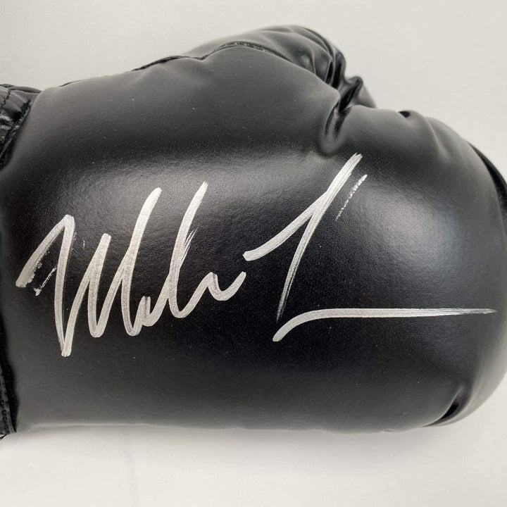 Autographed/Signed MIKE TYSON Imperfect Blk Everlast Boxing Glove Holo COA