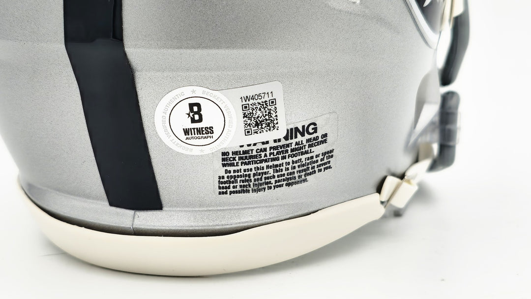 Davante Adams Signed Las Vegas Raiders Silver Speed Mini Helmet Beckett Witness