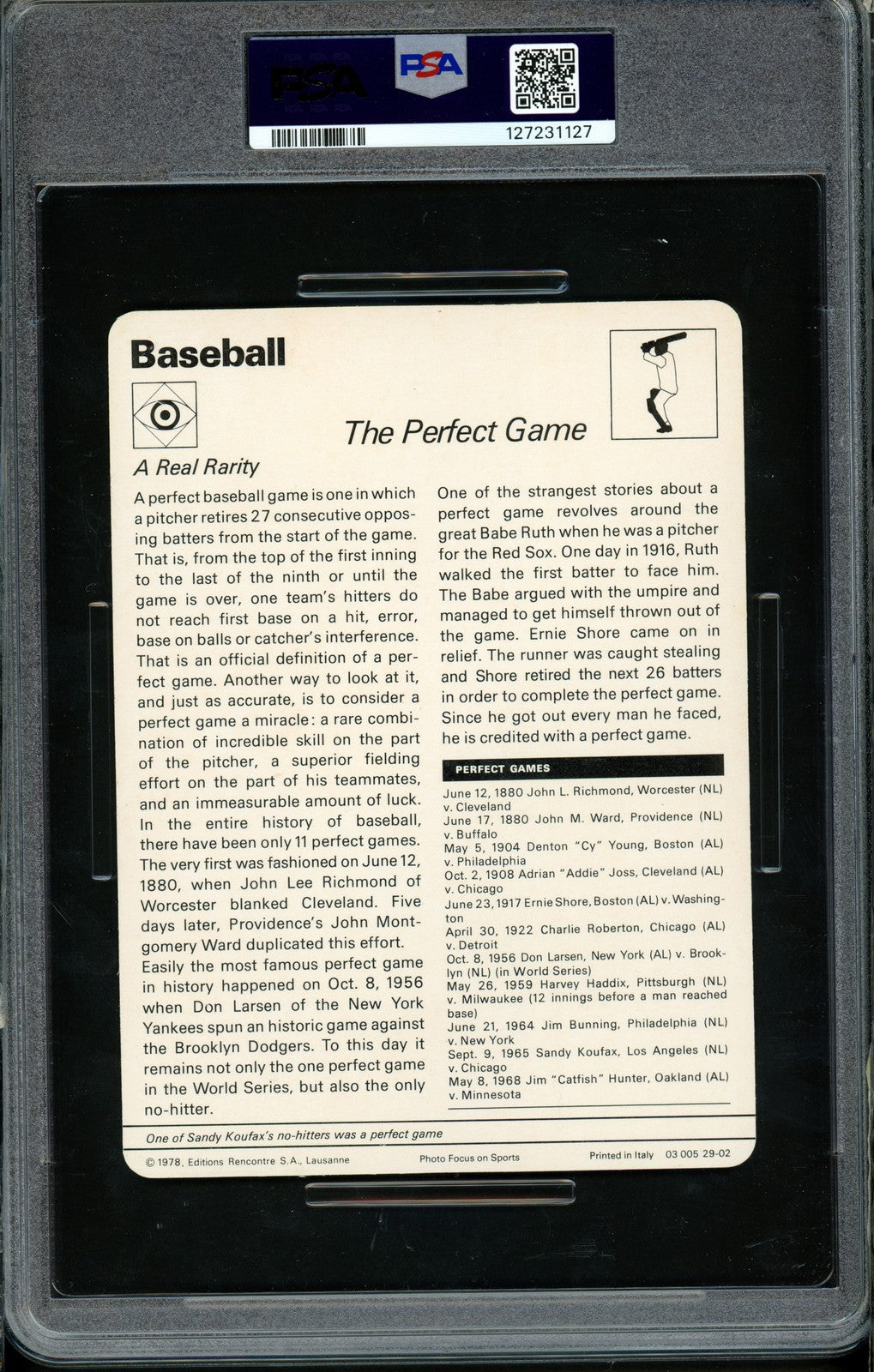 Sandy Koufax 1977-79 Sportscaster Card 29-02 Dodgers PSA 8 The PG #127231127