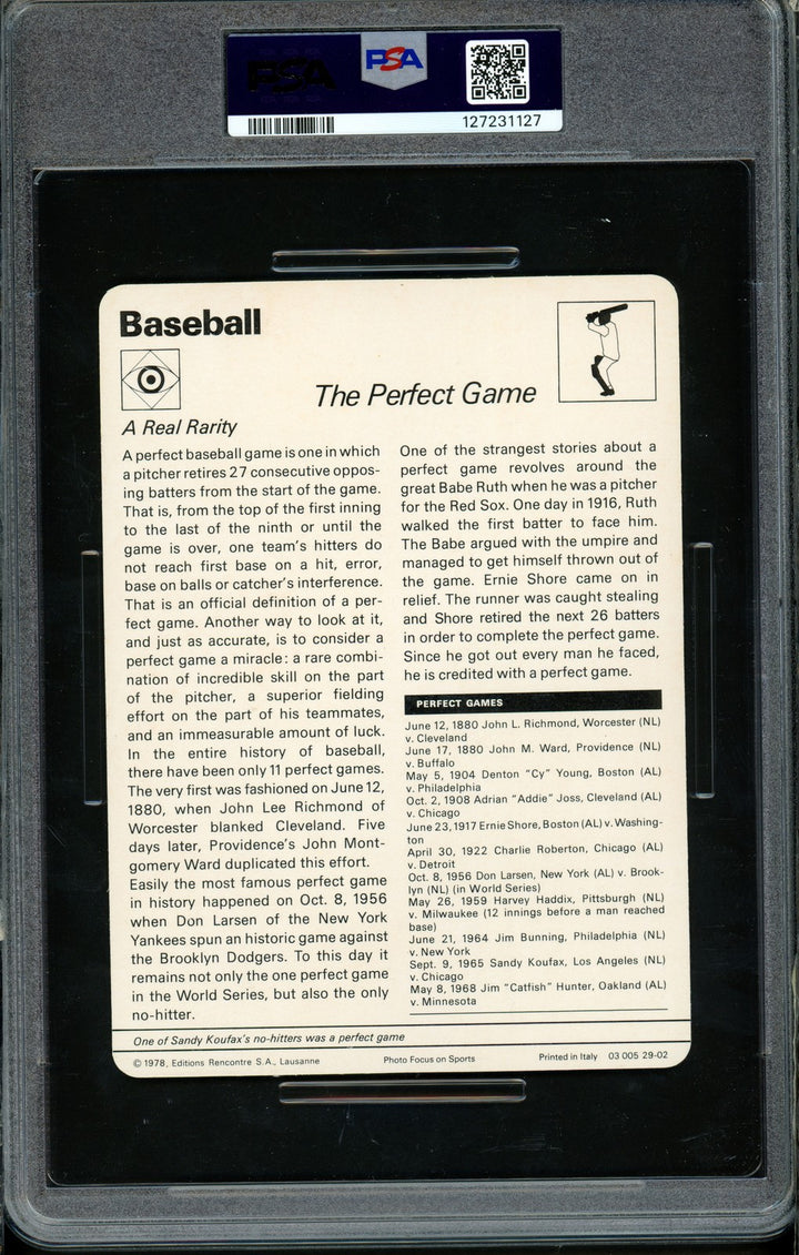 Sandy Koufax 1977-79 Sportscaster Card 29-02 Dodgers PSA 8 The PG #127231127