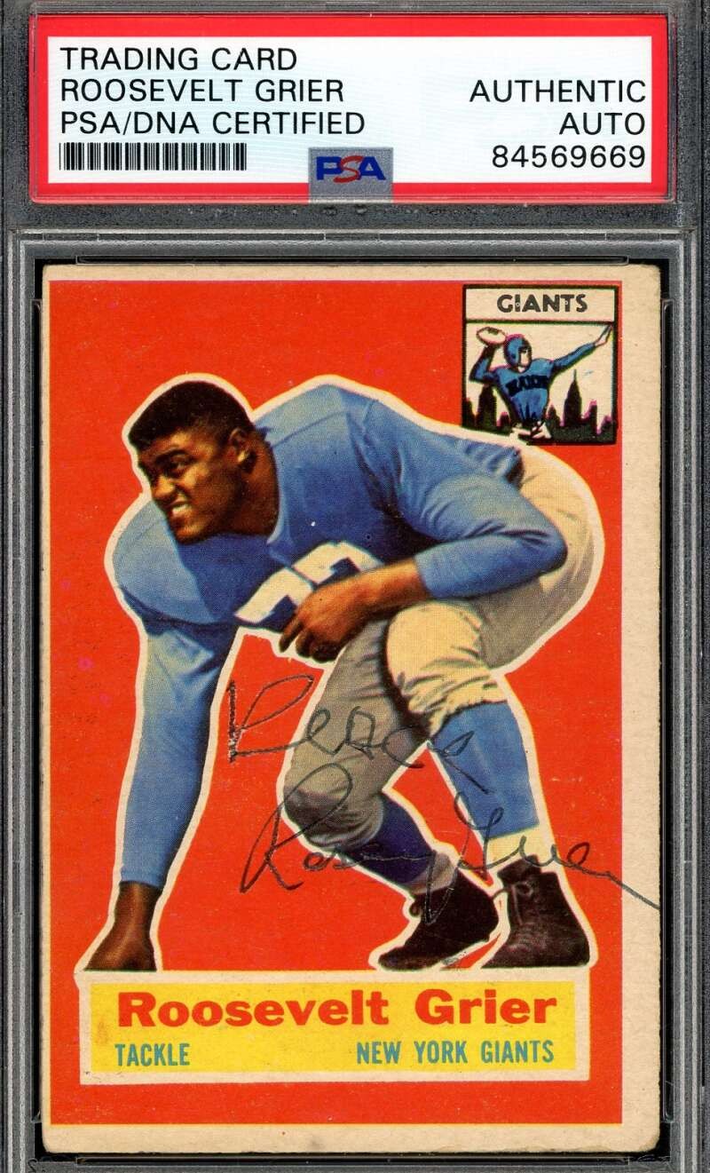 Roosevelt Grier PSA DNA Vintage Signed 1956 Topps Rookie Autograph