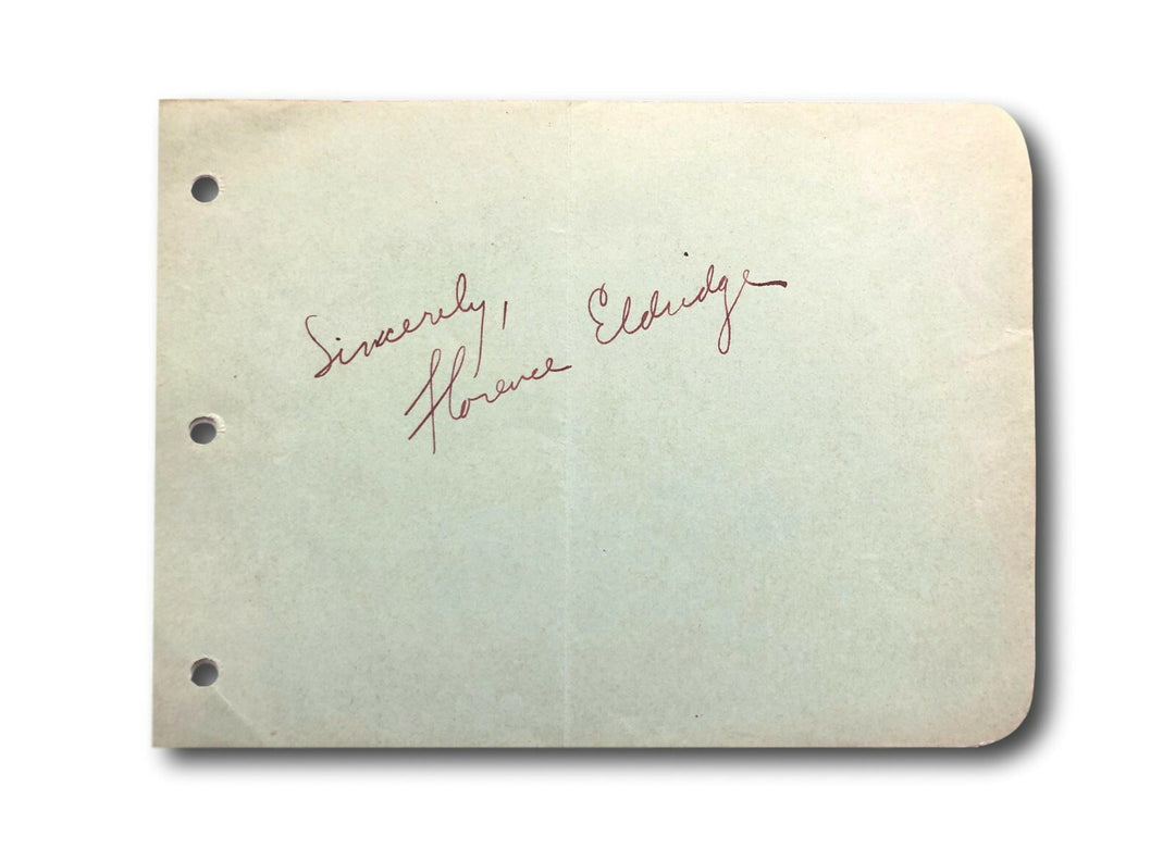 Florence Eldridge Hand Signed Album Page Cut JSA COA Autograph Inherit The Wind