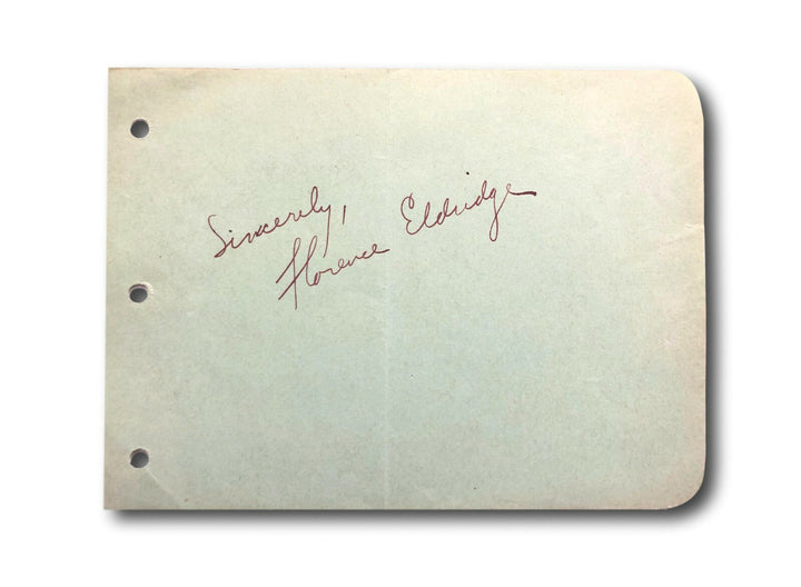 Florence Eldridge Hand Signed Album Page Cut JSA COA Autograph Inherit The Wind