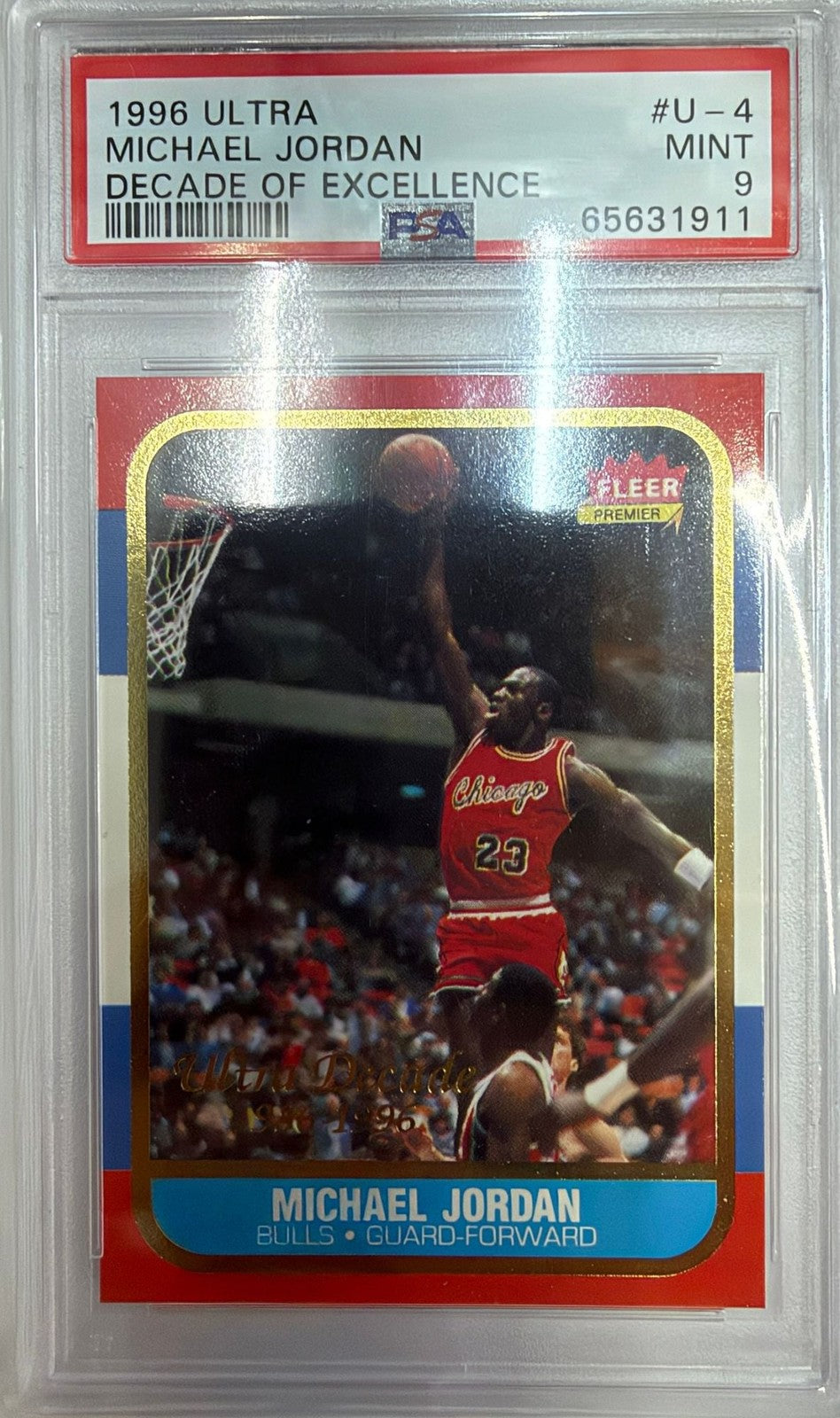 Graded 1996 Ultra Michael Jordan #U4 DOE Rookie Reprint Card PSA 9