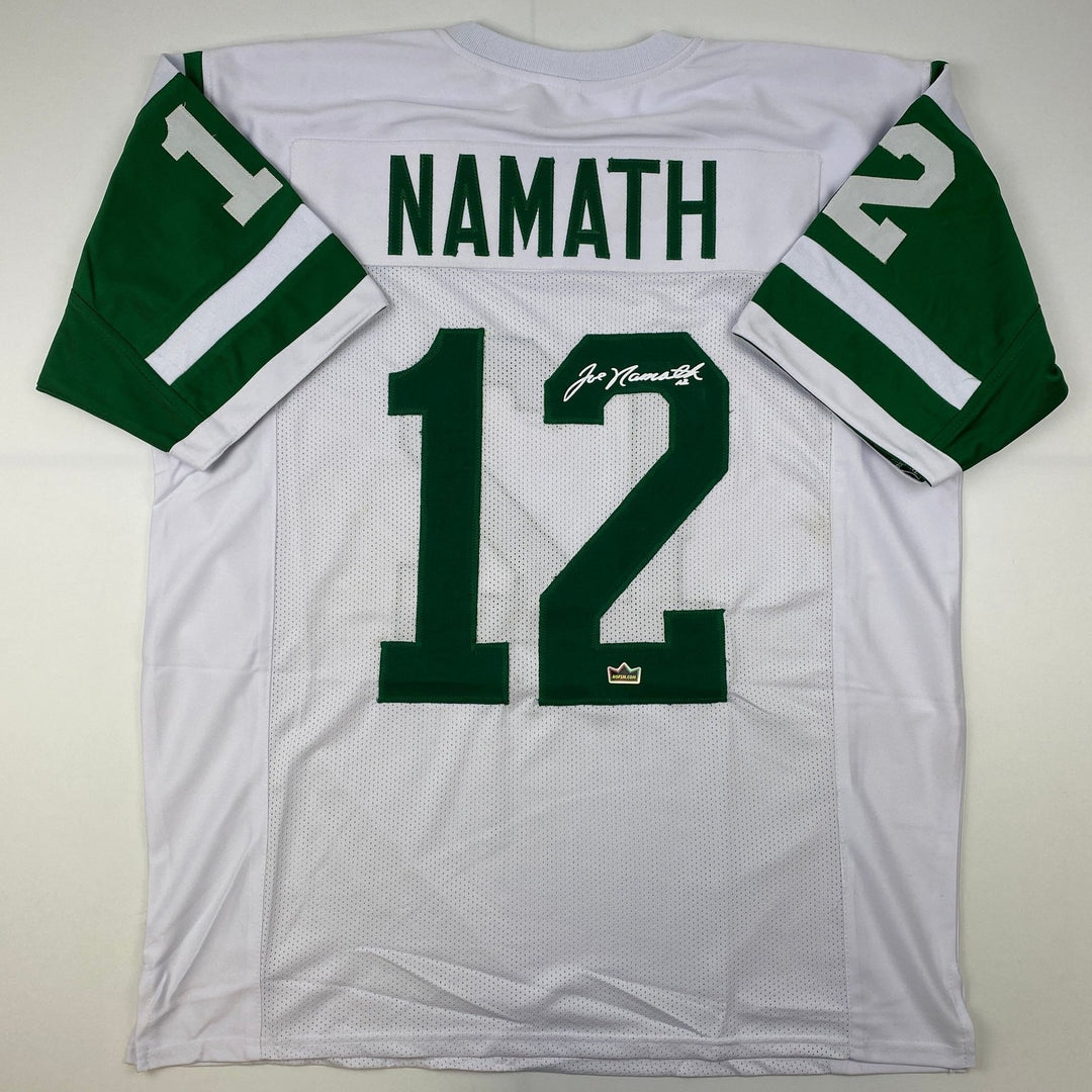 Facsimile Autographed Joe Namath New York White Laser Jersey Size Men's XL