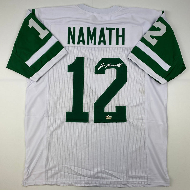 Facsimile Autographed Joe Namath New York White Laser Jersey Size Men's XL