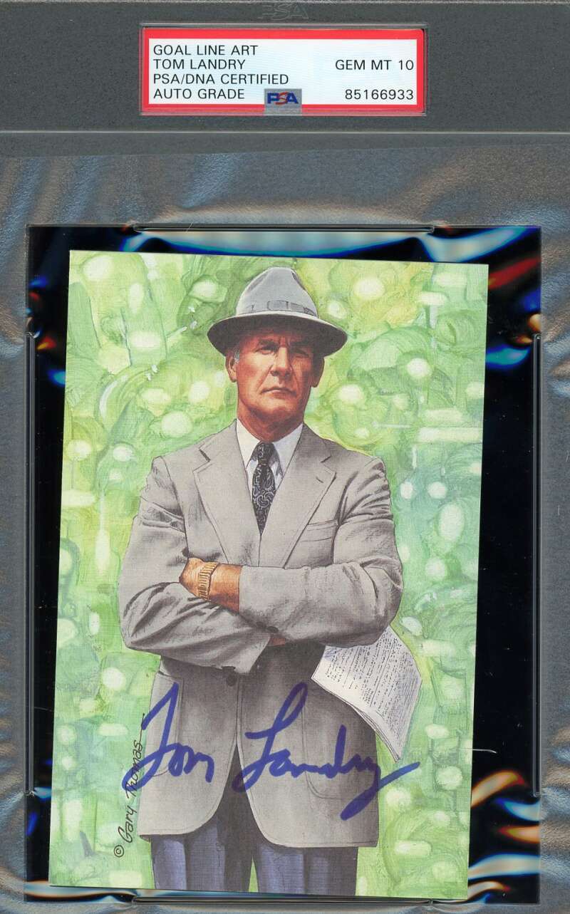 Tom Landry Gem Mint 10 PSA DNA Signed Goal Line Art Card GLAC Autograph