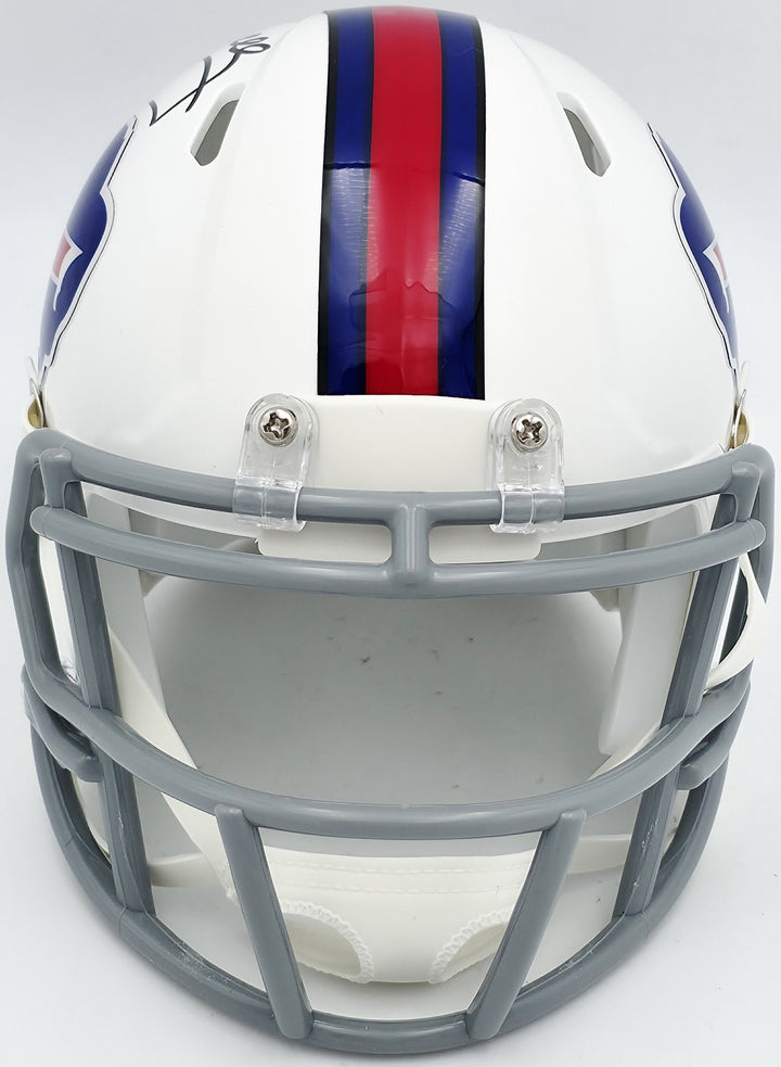 Jim Kelly Signed Bills 2011-20 Throwback White Speed Mini Helmet Beckett Wit