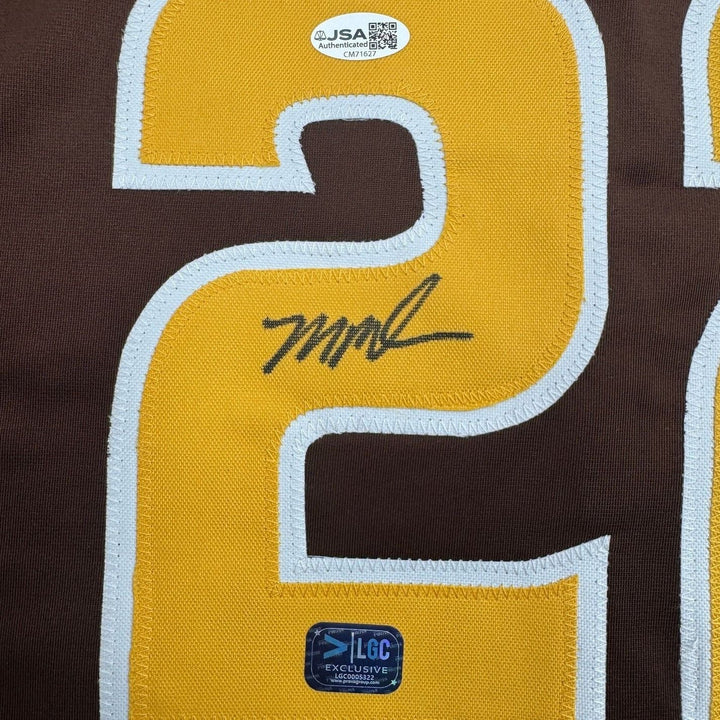 Framed Autographed/Signed Mason Miller 35x39 San Diego Brown Jersey JSA COA