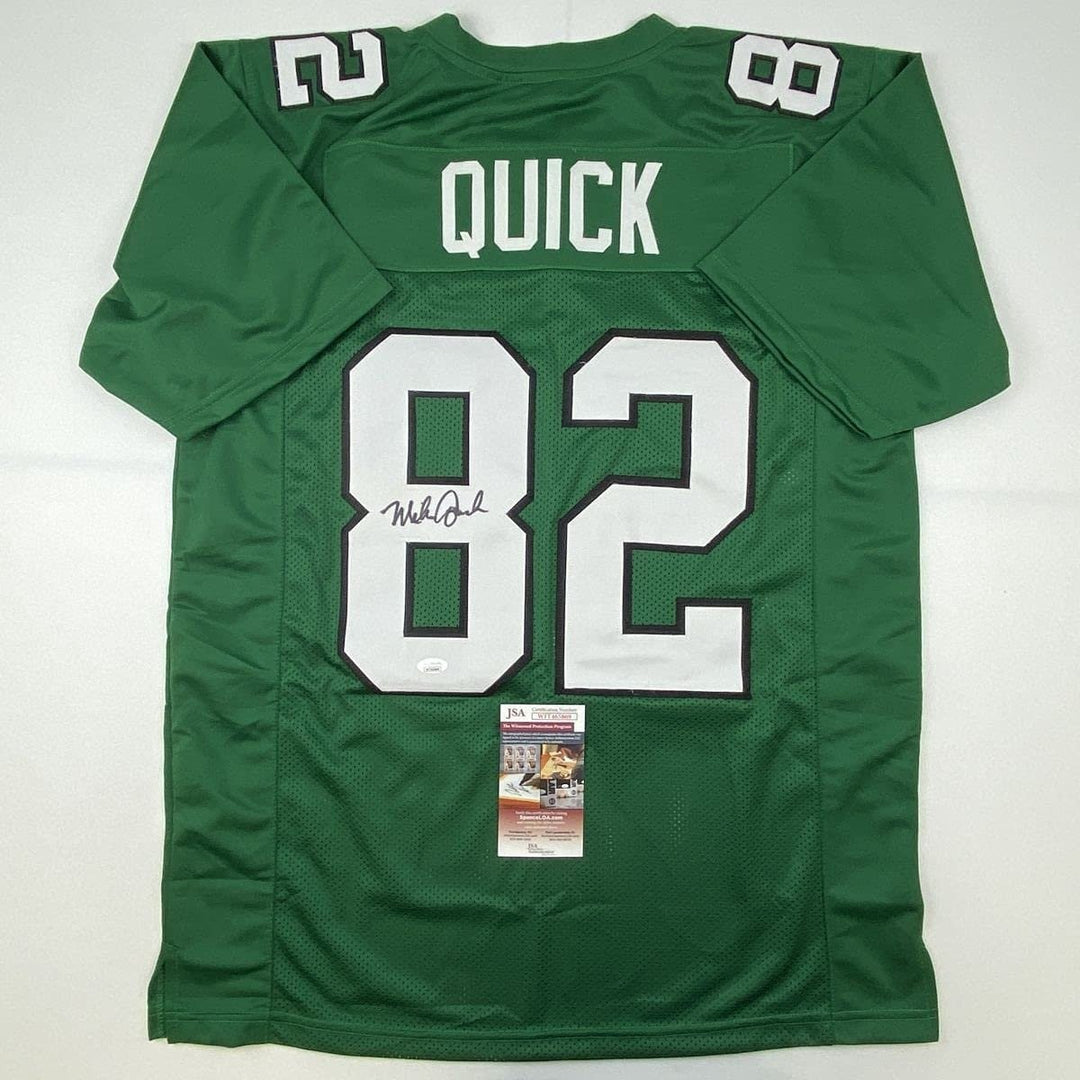 Autographed/Signed Mike Quick Philadelphia Kelly Green Jersey JSA COA