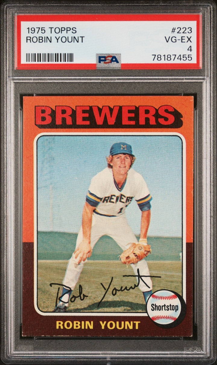 Robin Yount 1975 Topps Rookie Card (RC) #223- PSA Graded 4 VG-EX (Brewers/HOF)