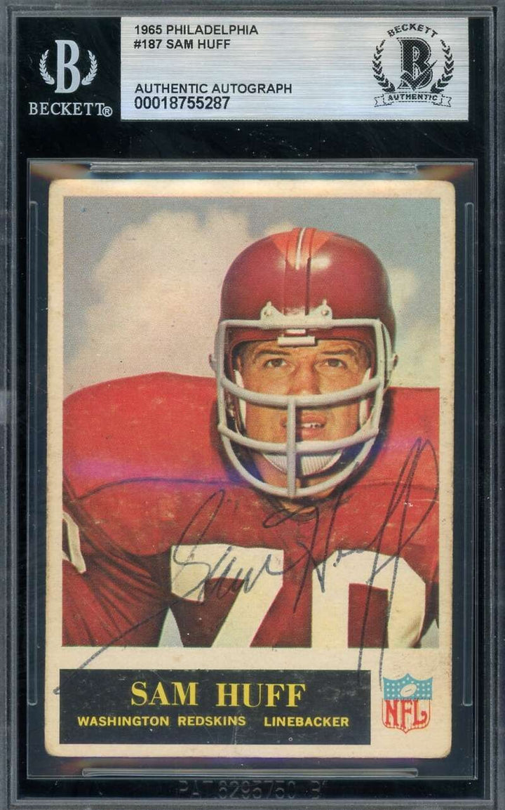 Sam Huff Beckett BAS Vintage Signed 1965 Philadelphia Autograph Giants