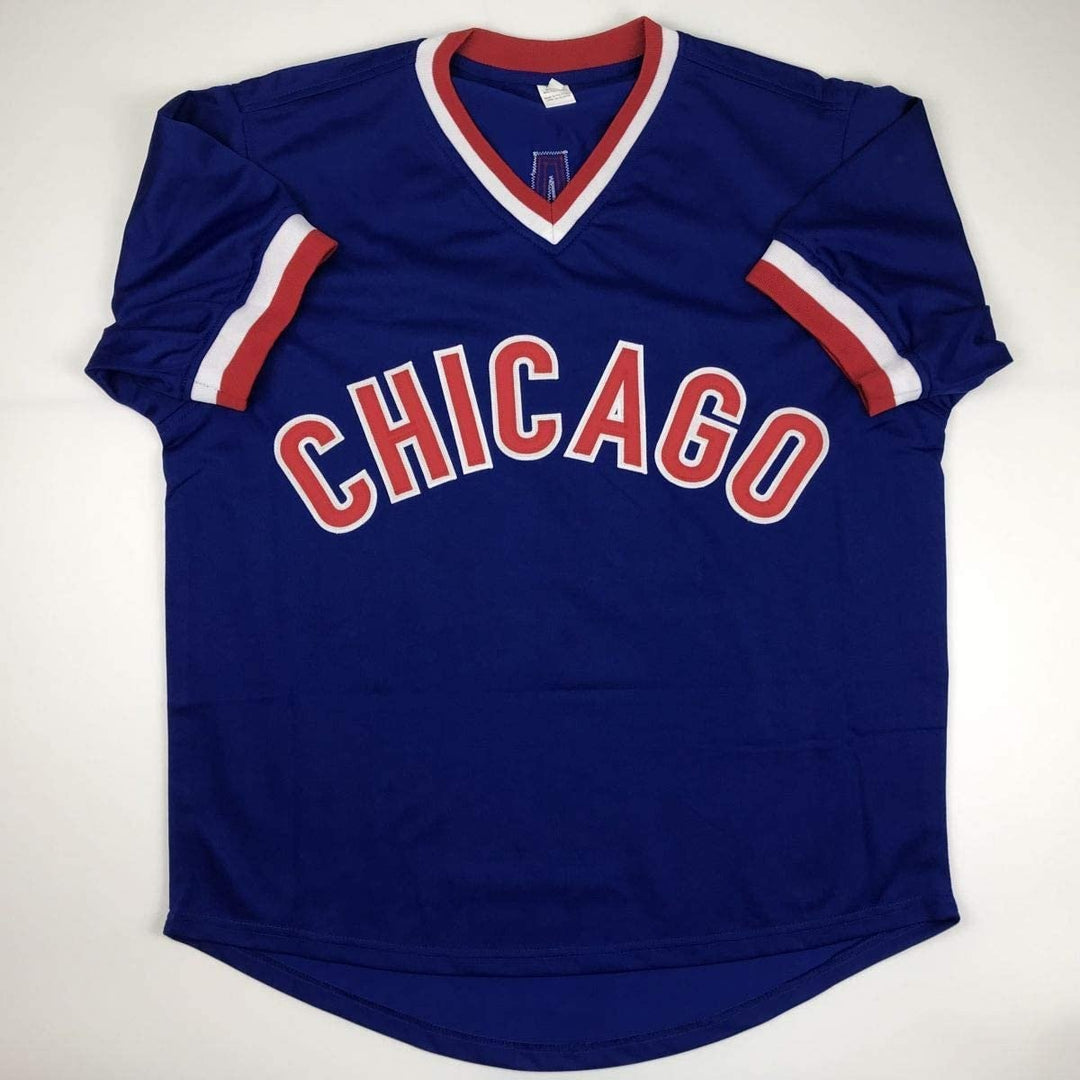 Autographed/Signed MARK GRACE Chicago Blue Baseball Jersey JSA COA Auto