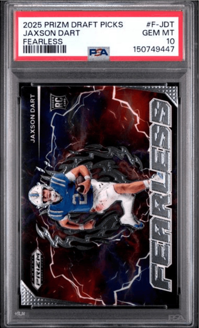 Graded 2025 Panini Prizm DP Jaxson Dart #FJDT Fearless Rookie Card PSA 10