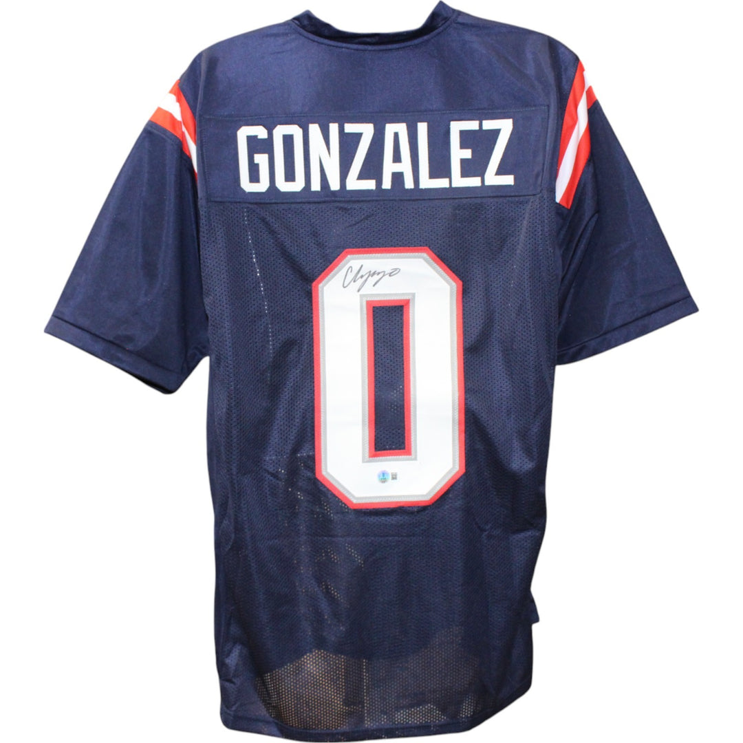 Christian Gonzalez Autographed Pro Style Size XL Blue Jersey Beckett 50946