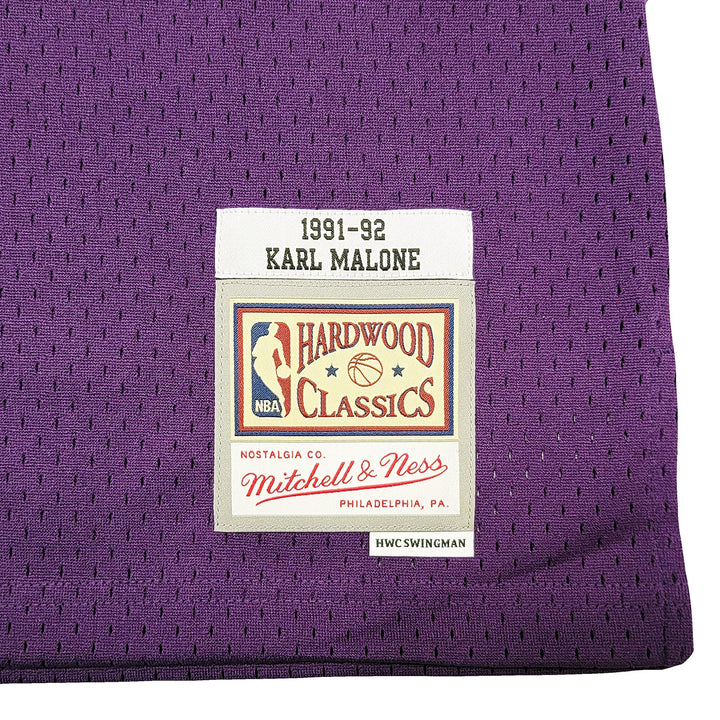 Jazz Karl Malone Auto Purple Authentic Mitchell & Ness Jersey Size L Beckett Wit