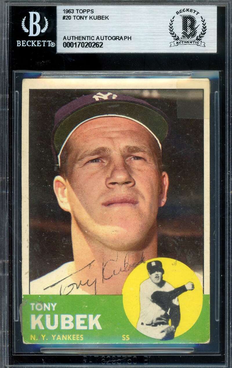 Tony Kubek Beckett BAS Signed 1963 Topps Autograph