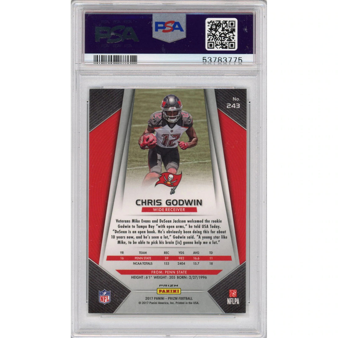 Graded 2017 Panini Prizm Chris Godwin #243 Silver Rookie RC Football Card PSA 10