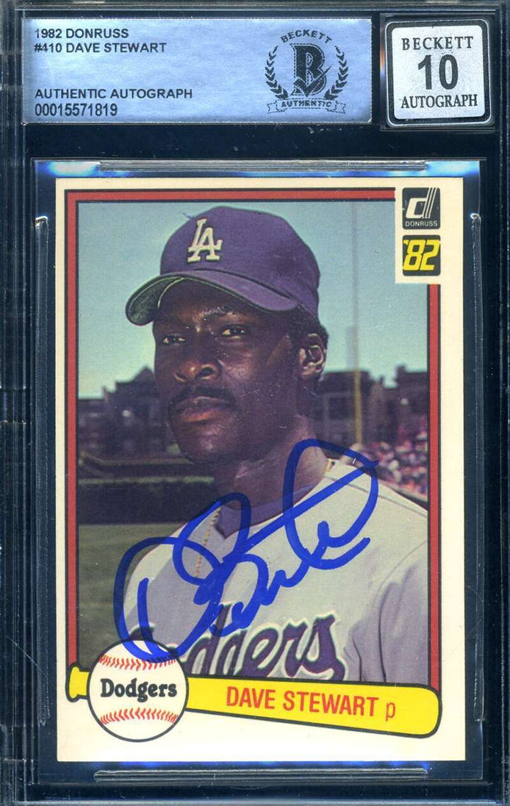 Dave Stewart Gem Mint 10 Beckett BAS Signed 1982 Donruss Rookie Autograph 3