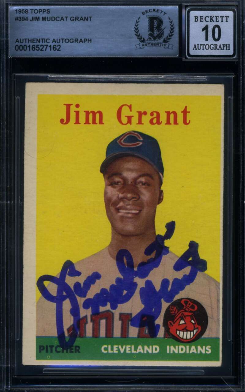Jim Mudcat Grant Gem Mint 10 Beckett BAS Signed 1958 Topps Rookie Autograph
