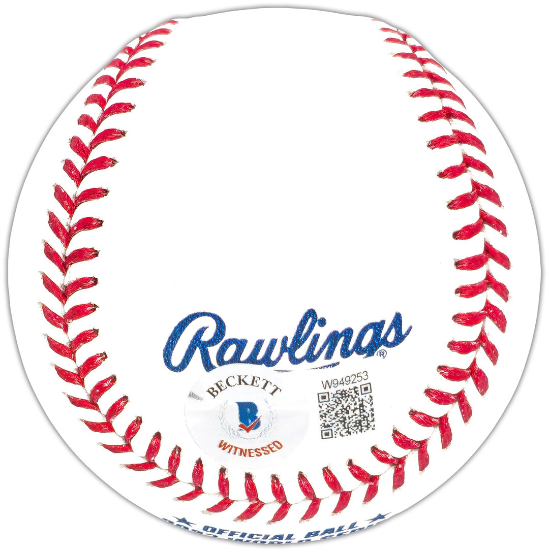 Marcus Semien Signed 2023 WS Logo MLB Baseball Texas Rangers Beckett Wit