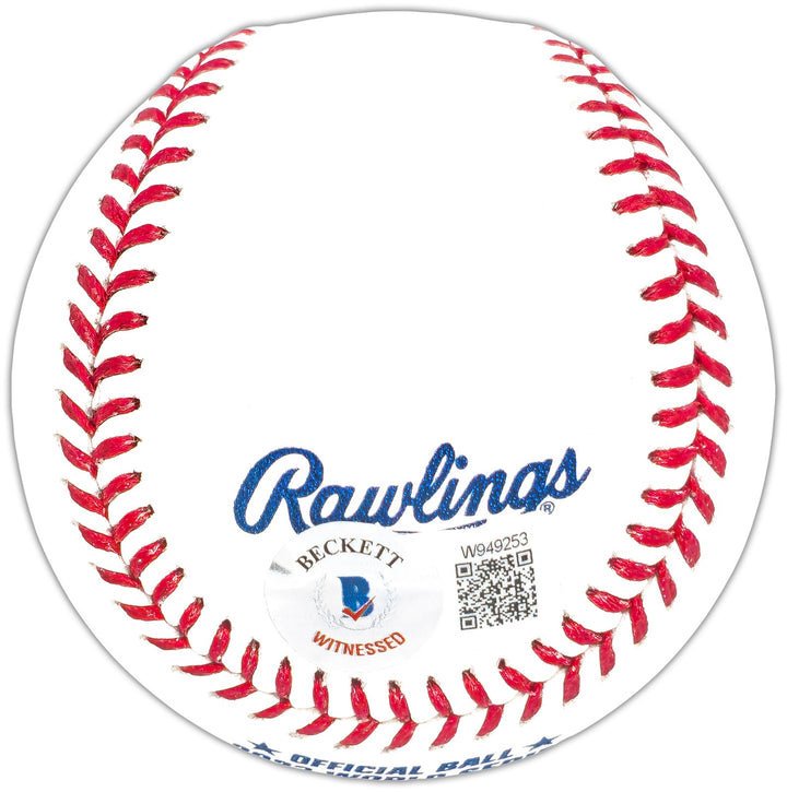 Marcus Semien Signed 2023 WS Logo MLB Baseball Texas Rangers Beckett Wit