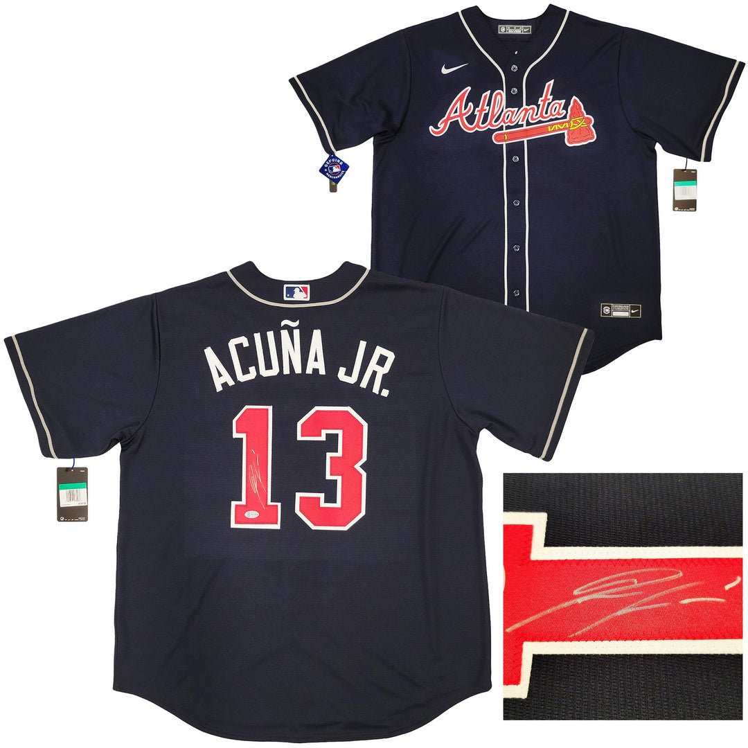 Atlanta Braves Ronald Acuna Jr. Signed Blue Nike Jersey Size XL Beckett