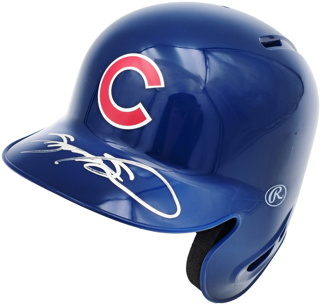 Sammy Sosa Signed Chicago Cubs Blue Mini Helmet Beckett Wit