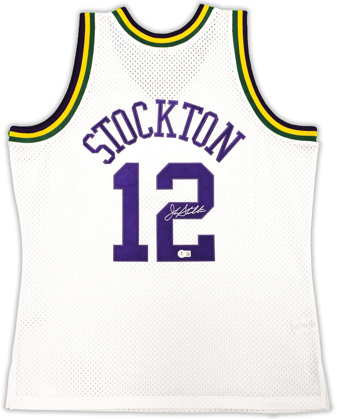 Jazz John Stockton Auto White Auth Mitchell Ness 91 HWC Swingman Jersey XL BAS