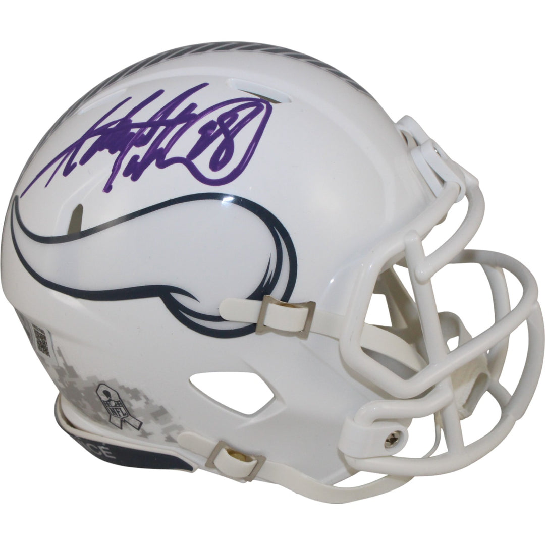 Adrian Peterson Autographed Minnesota Vikings 24 STS Mini Helmet Beckett 50835