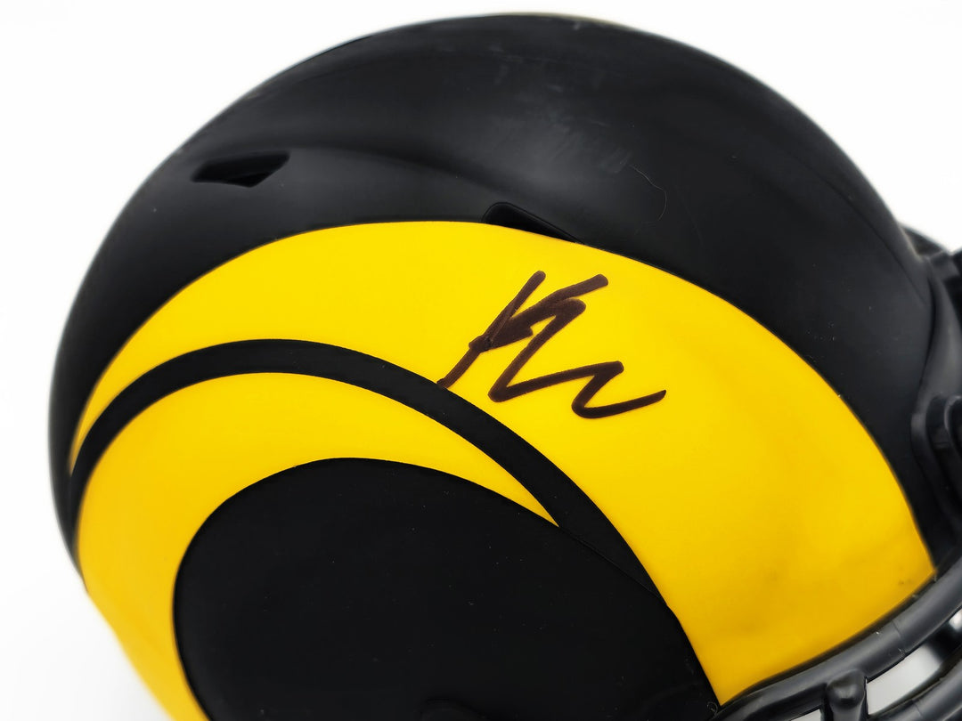 Kyren Williams Auto Signed Rams Eclipse Black Speed Mini Helmet Beckett Witness