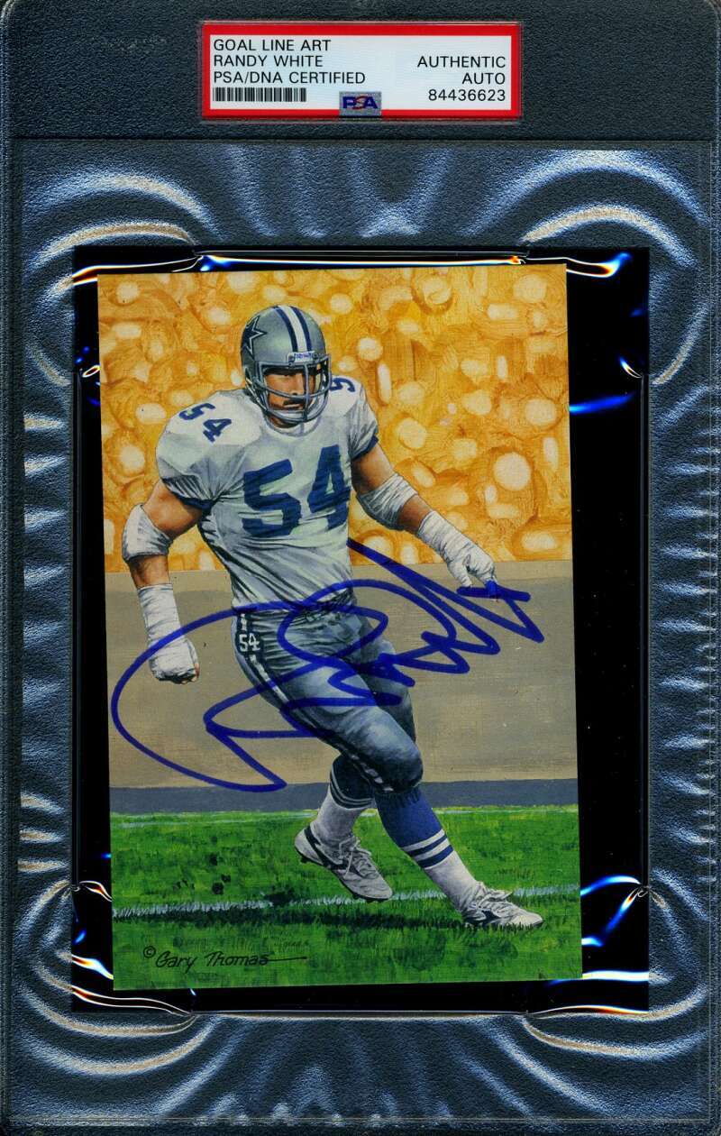 Randy White PSA DNA Slabbed Signed Goal Line Art Card Autograph
