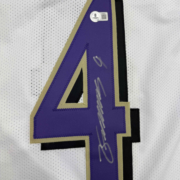 Autographed/Signed Zay Flowers Baltimore White Football Jersey Beckett BAS COA