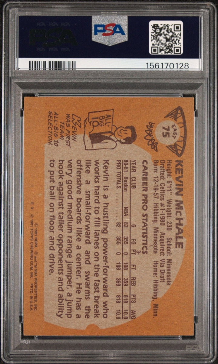 Graded 1981 Topps Kevin McHale #75 Autographed Rookie Card PSA/DNA Auto 10