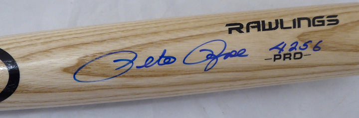 Pete Rose Signed Blonde Rawlings Bat Cincinnati Reds "4256" In Blue PR Holo