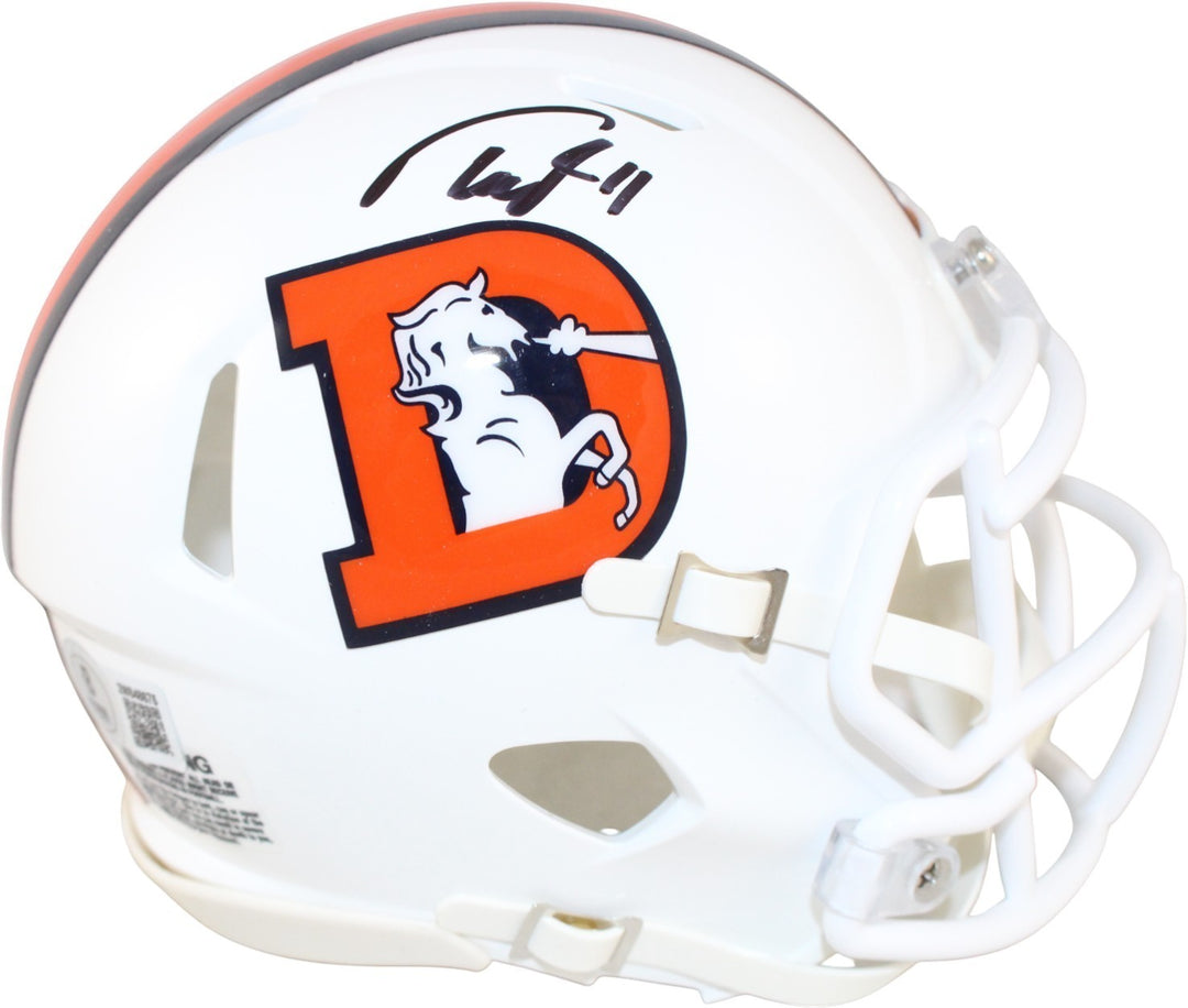 Troy Franklin Autographed/Signed Denver Broncos Alt Mini Helmet Beckett W 59401