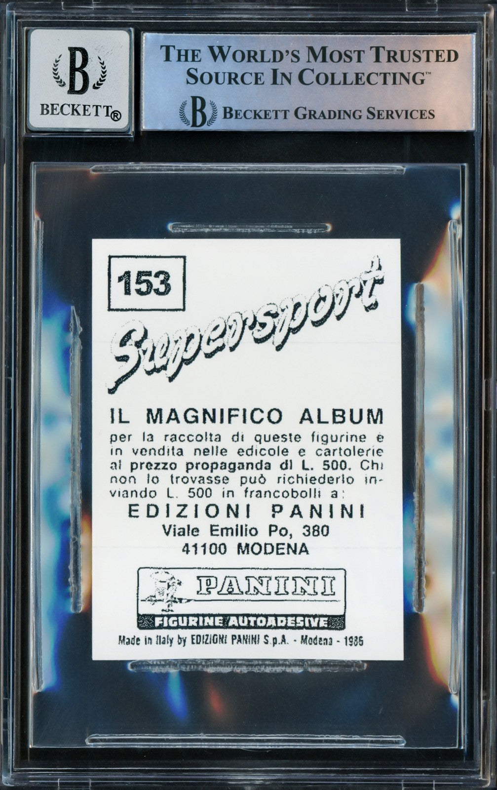 Mike Tyson Auto 1986 Panini Supersport Reprint RC Sticker Card 153 Auto 10 BAS