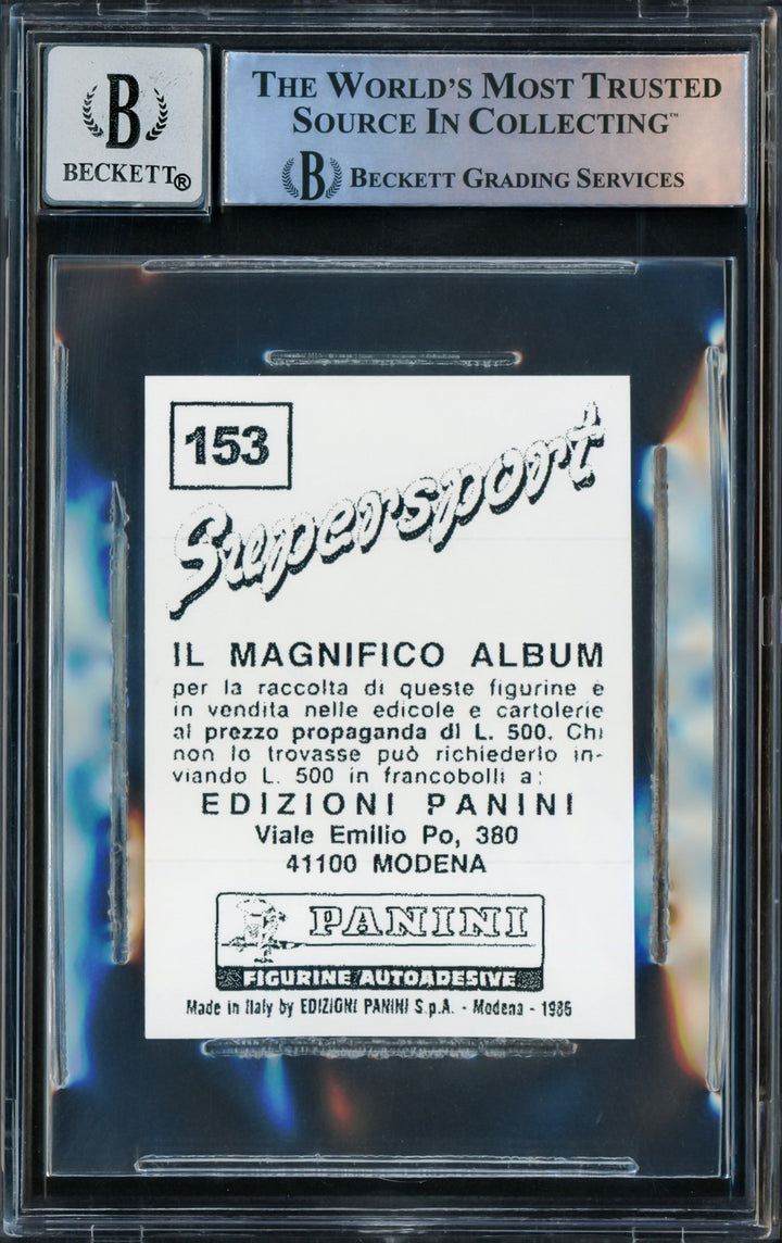 Mike Tyson Auto 1986 Panini Supersport Reprint RC Sticker Card 153 Auto 10 BAS