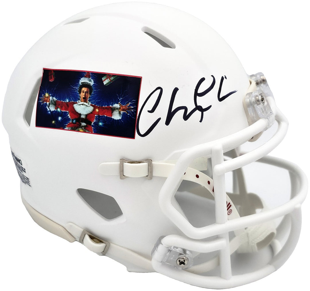 Chevy Chase Signed Christmas Vacation White Speed Mini Helmet Beckett