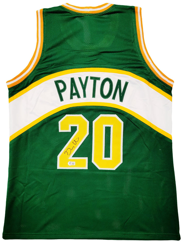 Seattle Supersonics Gary Payton Signed Green Jersey Beckett