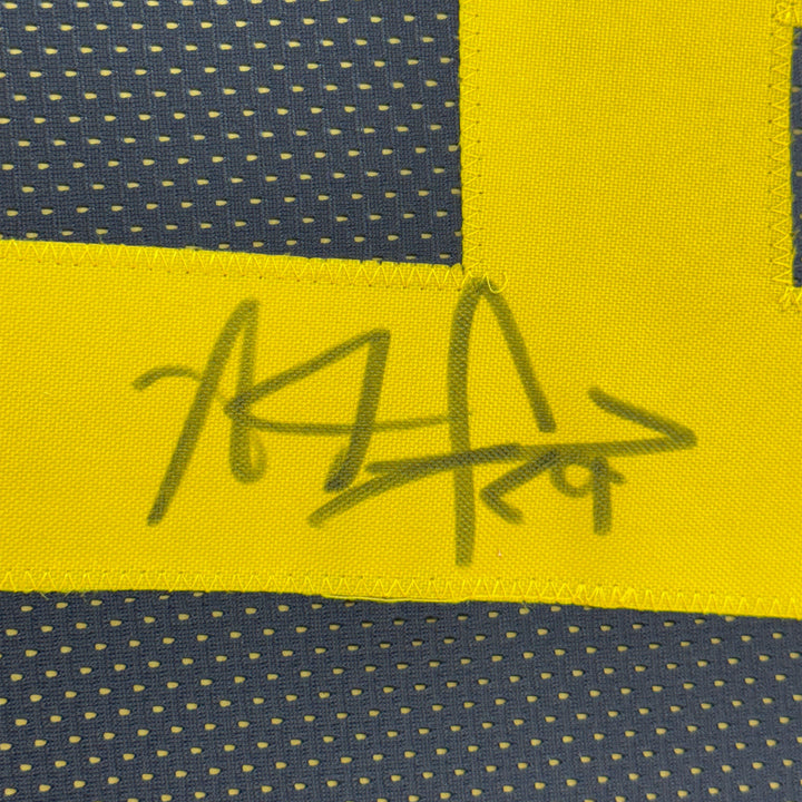 Framed Autographed/Signed Adam Pacman Jones 33x42 Blue College Jersey JSA COA
