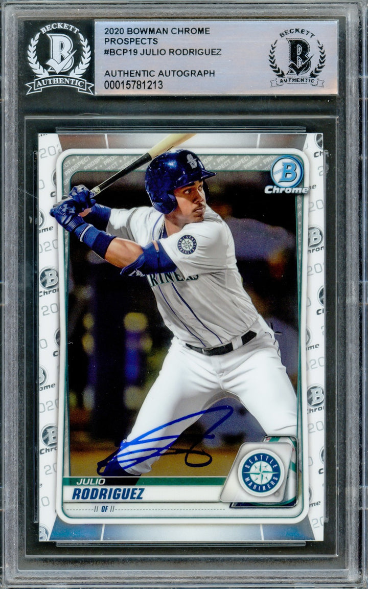 Julio Rodriguez Signed 2020 Bowman Chrome RC #BCP19 Seattle Mariners Beckett
