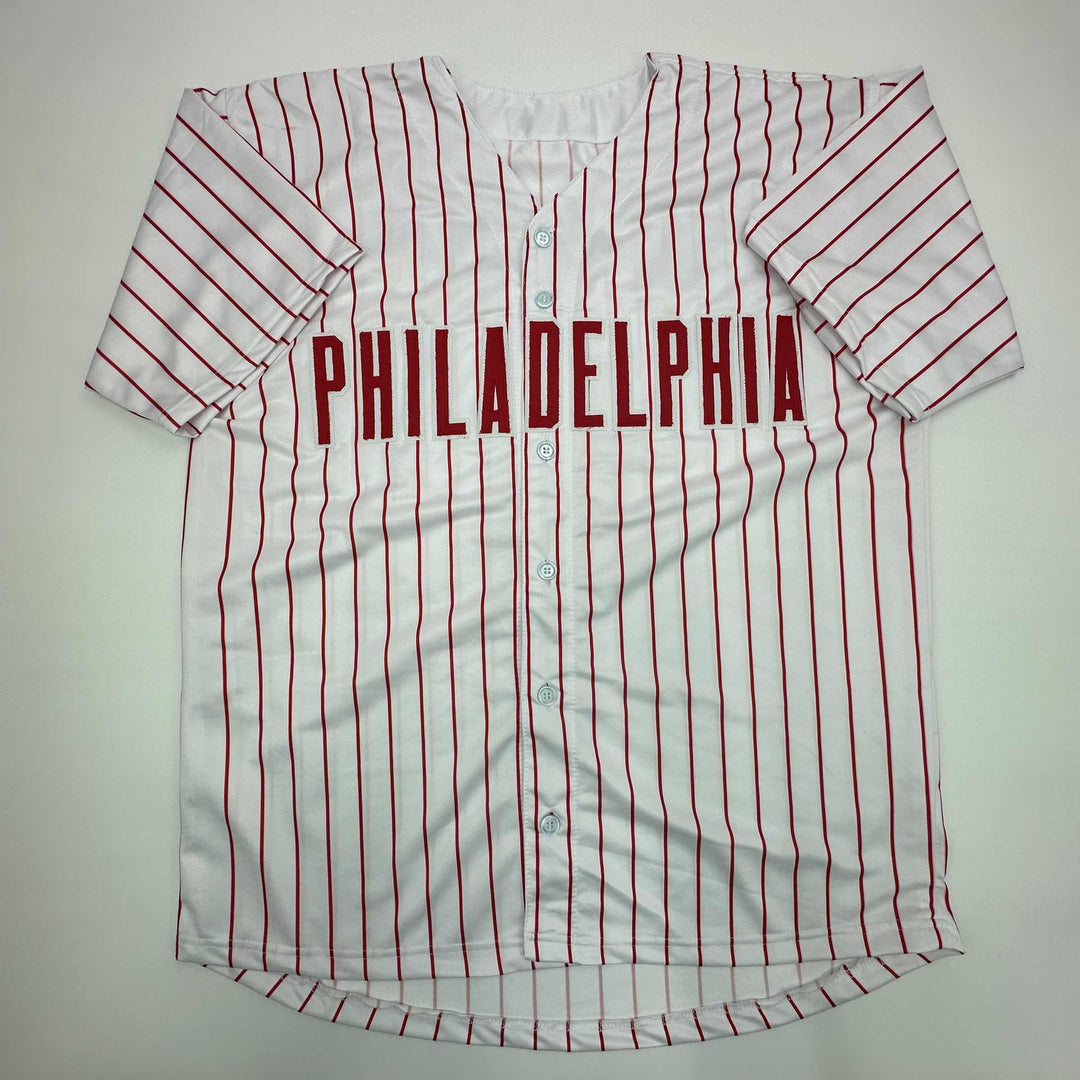 Facsimile Autographed Ryan Howard Philadelphia Pinstripe Reprint Jersey Men's XL