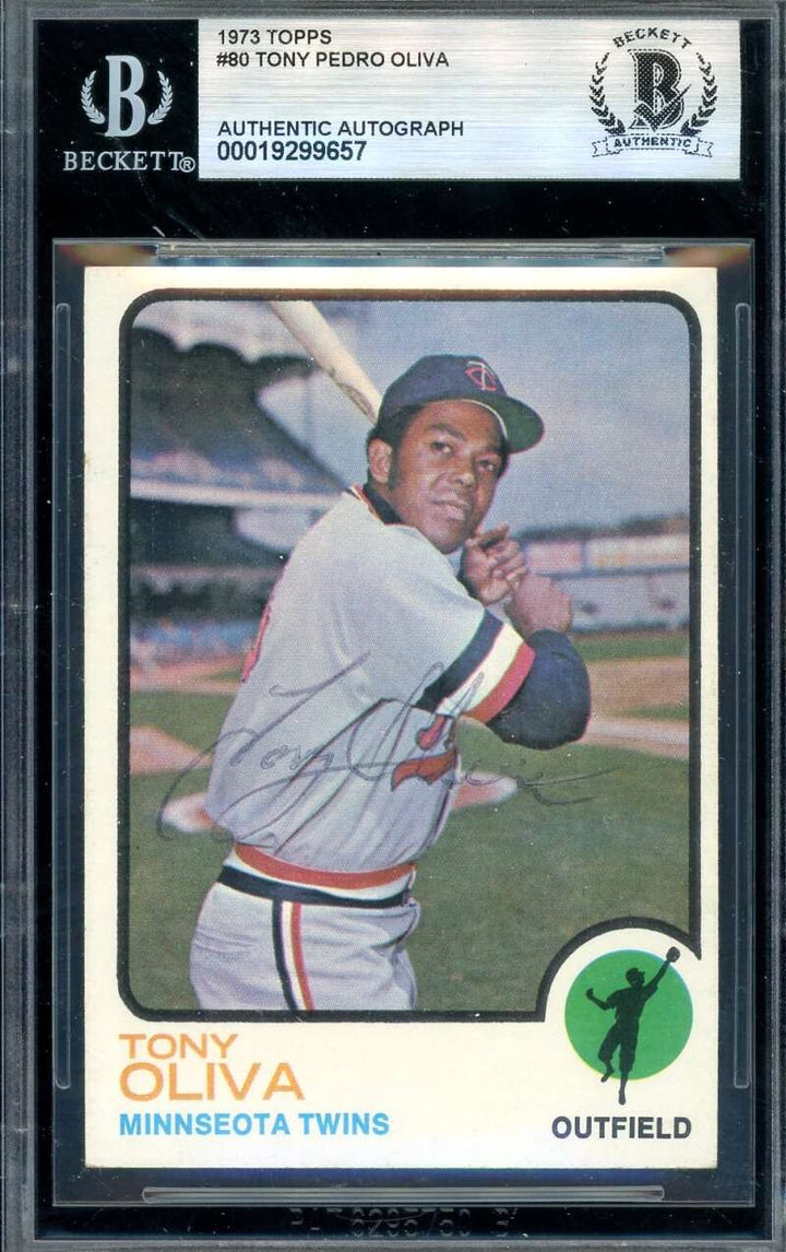 Tony Oliva Beckett BAS Signed 1973 Topps Autograph