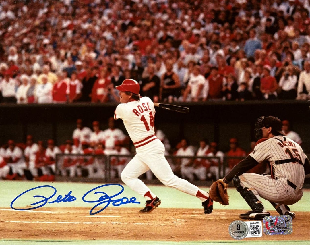 Pete Rose Signed 8x10 Cincinnati Reds Photo BAS