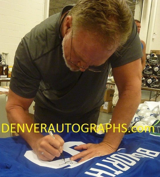 Brian Bosworth Autographed/Signed Pro Style Blue XL Jersey Beckett Witness 57918